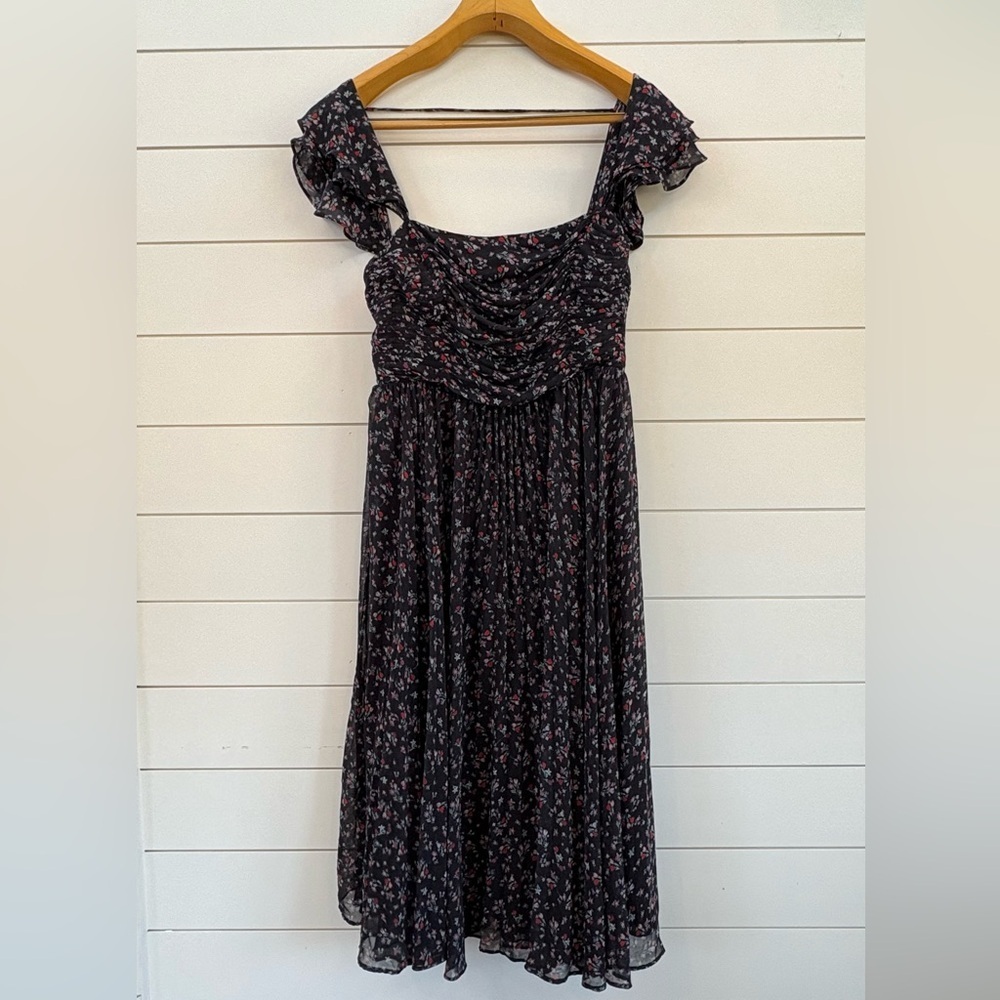 Fame and Partners Black Floral Midi Dress